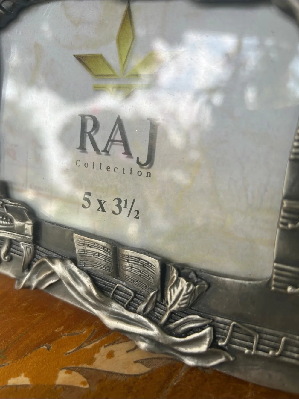 Vintage Pewter Music Themed Photo Frame